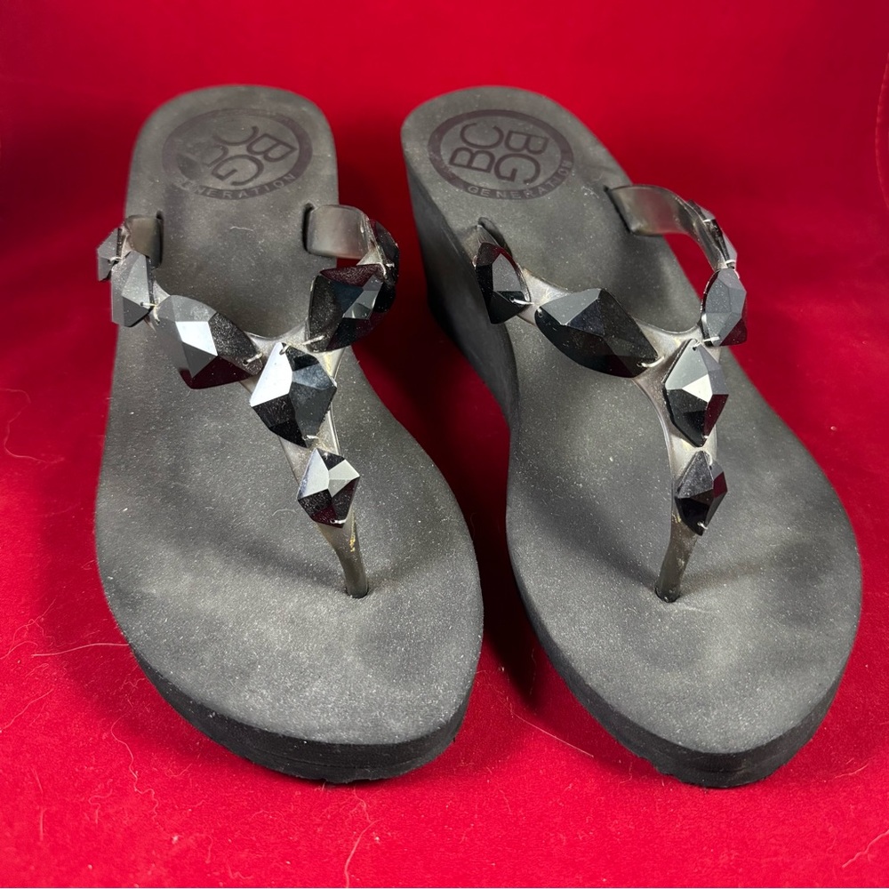 BCBG Generation Wedge Sandal - Black Size 7